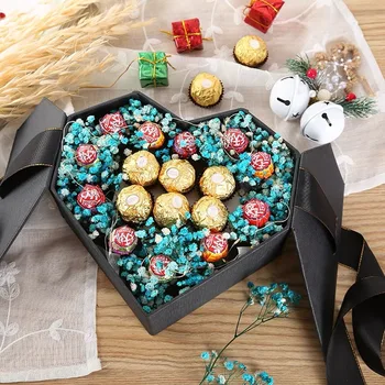 Kalp Şeklinde Hediye Kutusu Yay İle Sevgililer Günü Düğün Hediye Paketleme Kutusu Bebek Duş Parti Dekorasyon Şeker Çiçek Mücevher Kutusu