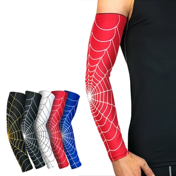 1 Adet Nefes Hızlı Kuru UV Koruma Örümcek web Kol Kollu Basketbol Dirsek Pedi Spor Armguards Spor Bisiklet kol ısıtıcıları
