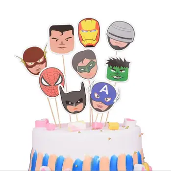 Süper Kahraman Mutlu Doğum Günü Karikatür Bebek Duş Parti Revengers Tasarım Dekorasyon Cupcake Kek Toppers İle tahta çubuklar Kaynağı