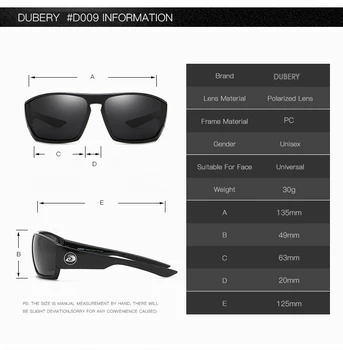DUBERY Vintage Güneş Gözlüğü Polarize erkek güneş gözlüğü Sürüş Erkekler Için Siyah Kare Oculos Erkek 8 Renkler Modeli 370 D370