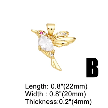 OCESRIO Kristal Kalp Kuş Kolye Kolye Bakır Altın Kaplama Waterdrop Hummingbird Muska Takı yapma malzemeleri pdtb054