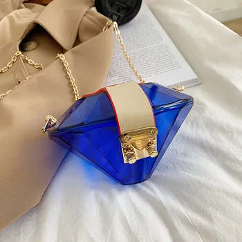 Akrilik Elmas Şekli kadın Çantalar ve Çanta Parti el çantası Mini Zincir omuzdan askili çanta Akşam Çanta Lüks tasarımcı çantası