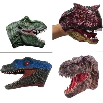 Yeni Dinozor el kuklaları Yumuşak Kauçuk Dinozor Oyuncaklar Jurassic Raptor Gerçekçi Kukla Dinozor Kafası kukla Figürü Oyuncaklar 0