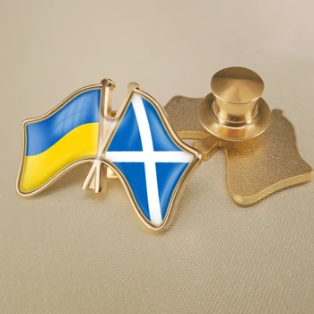 Iskoçya ve Ukrayna Çapraz Çift Dostluk Bayrakları Yaka İğneler Broş Rozetleri