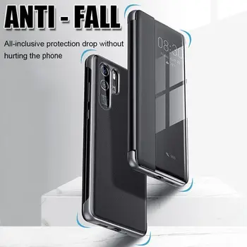 Akıllı Flip Telefon Kılıfı İçin Samsung Galaxy S22 S21 S20 FE S8 S9 S10 Artı Not 20 Ultra 10 Yan Pencere Görünüm Plastik Deri Kapak