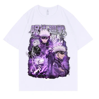 2022 Erkek T-shirt japon animesi Jujutsu Kaisen Grafik T Shirt Üstleri Yaz Harajuku Büyük Boy Gotik Kısa Kollu Erkek Gömlek 1