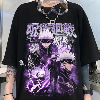 2022 Erkek T-shirt japon animesi Jujutsu Kaisen Grafik T Shirt Üstleri Yaz Harajuku Büyük Boy Gotik Kısa Kollu Erkek Gömlek 4