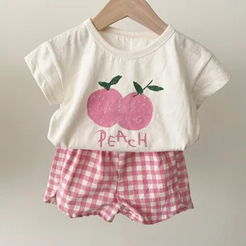 Erkek bebek Kız çocuk Takım Elbise Yaz Çocuk Çocuk Erkek Kız Meyve T-Shirt + Şort 2 Takım Elbise Çocuklar Erkek Bebek Kız Setleri Giysileri