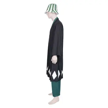 Anime BLEACH Cosplay Kostümleri Kisuke Urahara Cosplay Üniforma Cadılar Bayramı Kimono Erkekler Kadınlar Peruk Kıyafet Pelerin Üstleri Pantolon Şapka