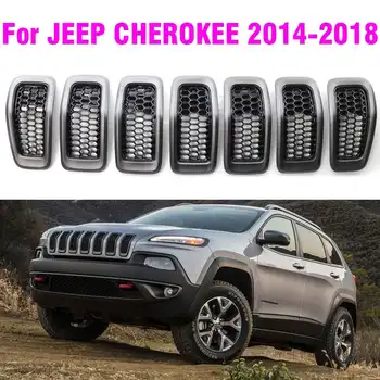 Parlak Siyah Ön Tampon Merkezi ızgara kapağı Trim Yerine Yarış ızgara Izgaraları Jeep Cherokee - 2018 İçin 3