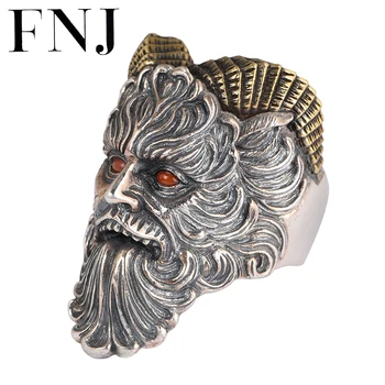 FNJ Şeytan Yüzük 925 Gümüş Ayarlanabilir Boyutu Açık Popüler S925 Katı Gümüş Yüzük erkekler Takı için Güzel Kırmızı Akik 1