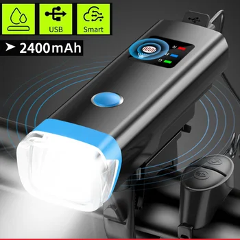 Bisiklet ön ışıkları otomatik kapanma süper parlak USB şarj edilebilir Set LED dağı bisiklet ışıkları su geçirmez far el feneri boynuz 0