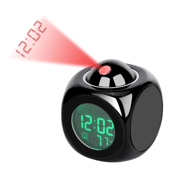 Dijital alarmlı saat Saat LED Projektör Erteleme Fonksiyonu Uyandırma Kolay Saat Termometre ℃ / ℉ Tavan Projeksiyon çalar saat