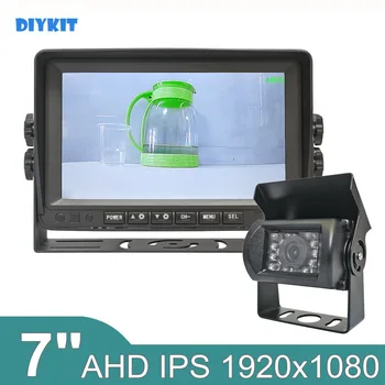 DIYKIT 7 inç AHD IPS HD Araba Monitör Dikiz Monitör Su Geçirmez IR Gece Görüş 1080P AHD Yedekleme Araba LED Kamera 0