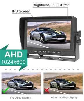 DIYKIT 7 inç AHD IPS HD Araba Monitör Dikiz Monitör Su Geçirmez IR Gece Görüş 1080P AHD Yedekleme Araba LED Kamera 5