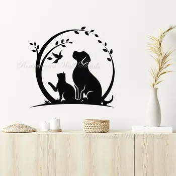 Kedi Evi Hayvanlar Pet Shop Duvar Sticker Veteriner Kliniği Dekorasyon Duvar Çıkartmaları Vinil Iç Tasarım Duvar Kağıdı Çıkarılabilir Duvar S381 2
