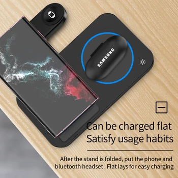 4 in 1 Kablosuz Şarj İstasyonu iPhone 13Pro Max Samsung S22 Katlanabilir 15W Şarj Dock Airpods için Pro Galaxy İzle 0