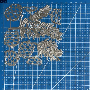Şanslı Tanrıça Metal Kesme Ölür Çam kozalakları ve dalları Dıy Scrapbooking Fotoğraf Albümü Dekoratif Kabartma Kağıt Kartı El Sanatları