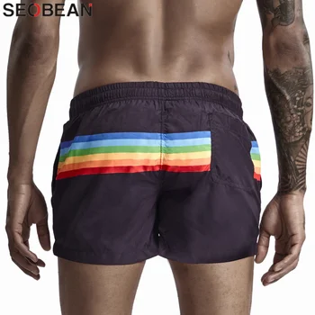Yaz erkek Şort %100 % Polyester Hızlı Kuru plaj şortu Moda Tatil Rahat Kurulu Şort Çizgili Şort Adam İçin