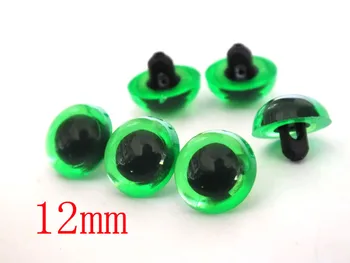 Toptan 200 adet Plastik Zanaat Hayvan Gözler Emniyet Dikiş yeşil Renk Yüksek Kalite-12mm
