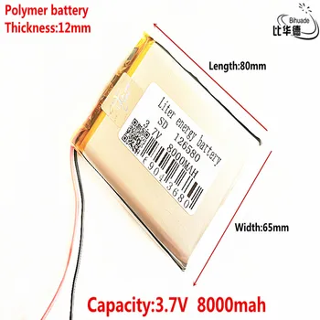 Litre enerji pil Kaliteli 3.7 V, 8000mAh 126580 Polimer lityum iyon / li-ion pil tablet pc için BANKASI, GPS, mp3, mp4