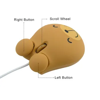Mini Kablolu Fare Sevimli Tasarım Ergonomik Fare Optik USB Yaratıcı Kız Hediye Taşınabilir PC faresi Dizüstü Bilgisayarlar Üç Tuşları