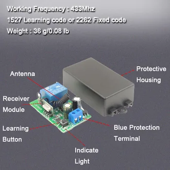 433 MHz evrensel kablosuz uzaktan kumanda anahtarı AC 85 V ~ 250 V 1CH röle alıcı modülü RF verici ışık lamba ampulü SmartHome