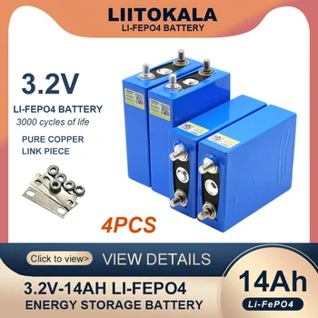 4 adet Liitokala 3.2 V 14Ah pil paketi LiFePO4 fosfat 14000mAh 4S 12V 24V Motosiklet Araba motorlu piller modifikasyonu Saplama 3