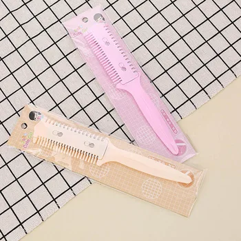1 adet saç kesme tarağı siyah saplı fırça saç fırçaları tıraş bıçağı Kesme İnceltme Trimmin Saç Salon DIY Styling Araçları