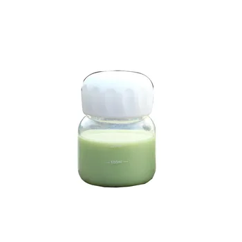 Şeffaf Cam Su Leakproof İçme Kupa Çizgi Film Kawaii Meyve Şişe Yaratıcı Taşınabilir Mini Süt Bardak