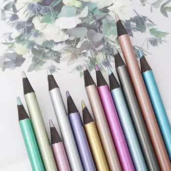 Haıle 12 Renk Metalik Kalem Çizim Kalem Eskiz kalem seti Boyama Renkli Kalemler Okul Öğrenci Sanat Malzemeleri 1