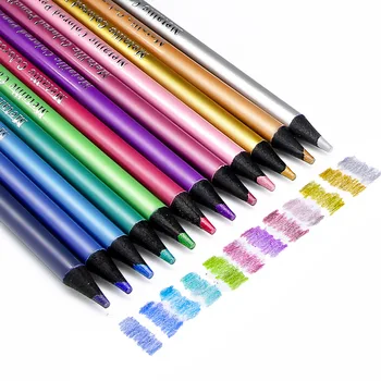 Haıle 12 Renk Metalik Kalem Çizim Kalem Eskiz kalem seti Boyama Renkli Kalemler Okul Öğrenci Sanat Malzemeleri 2