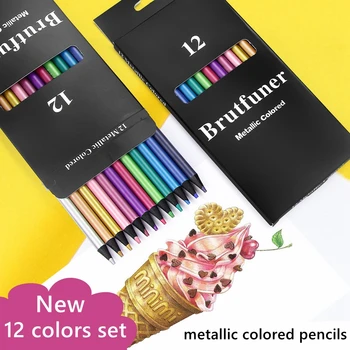 Haıle 12 Renk Metalik Kalem Çizim Kalem Eskiz kalem seti Boyama Renkli Kalemler Okul Öğrenci Sanat Malzemeleri 4