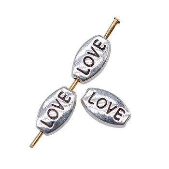 WYSIWYG 40 adet 10x6mm Antik Gümüş Renk Aşk halka boncuk Aşk Avrupa Küçük Delik halka boncuk Aşk küçük boncuklar