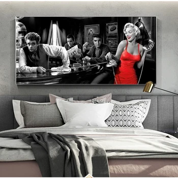 James Dean Marilyn Monroe Elvis Presley Boyama Tuval üzerine Baskı Resim Yapıt Resimleri Modern Oturma Odası Ev Dekorasyon