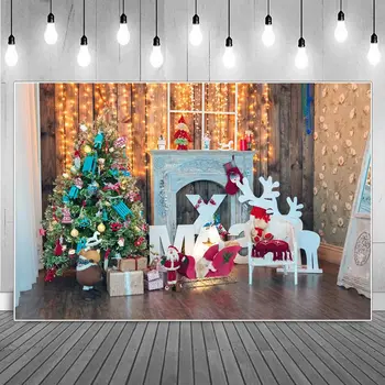 Işıkları Duvar Noel Dekorasyon Fotoğraf Backdrop çocuk Arabası Altın Yıldız Ren Geyiği Pencere Hediye Parti Ev Fotoğraf Arka Plan