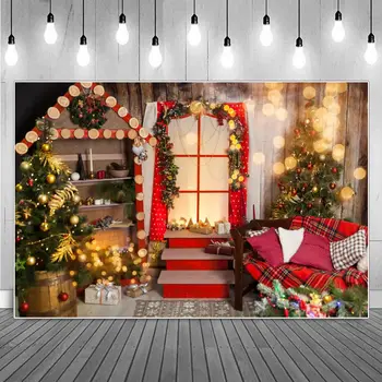 Işıkları Duvar Noel Dekorasyon Fotoğraf Backdrop çocuk Arabası Altın Yıldız Ren Geyiği Pencere Hediye Parti Ev Fotoğraf Arka Plan 2