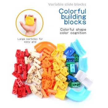 107 ADET Mermer Yarış Çalıştırmak Büyük Blok Uyumlu Şehir Yapı Taşları Set Huni Slayt Blokları DIY Tuğla Oyuncaklar Çocuklar Çocuklar İçin hediye