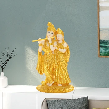 Radha ve Krishna Heykeli Hindu Buda Heykelcik Ev Dekor Odası ofis dekorasyonu Hindistan Din Feng Shui El Sanatları 2