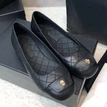 Yüksek Kalite Marka Moda düz ayakkabı Kadın Hakiki Deri Kare burunlu Ayakkabı Rahat Bayan Iş Parti Sürüş düz ayakkabı