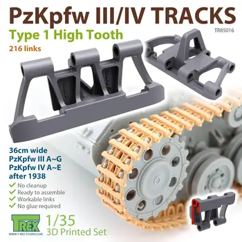 T-REX 85016 1/35 PzKpfw.III / IV Tracks Tip 1 Yüksek Diş