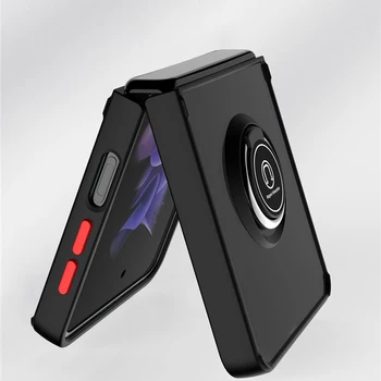 Mat Lens Koruma Hibrid Zırh Telefon samsung kılıfı Galaxy Z Flip 4 Fundas Manyetik Halka Tutucu Darbeye Dayanıklı Yumuşak arka kapak