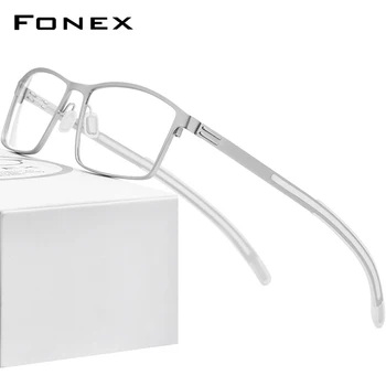 FONEX Alaşım Optik Gözlük Çerçevesi Erkekler Kare Miyopi Reçete Gözlük 2020 Yeni Erkek Metal Tam Vidasız Gözlük 995