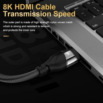 Yüksek Hızlı HD 48Gbps Kablo 8K@60Hz 4K@120Hz HDMI uyumlu 2.1 Kablo Örgülü Kordon Ultra Samsung QLED TV Roku PS4