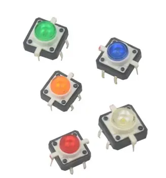 5 ADET YENİ 12X12X7. 3 Dokunsal basmalı düğme anahtarı Anlık İnceliğini LED 5 renk