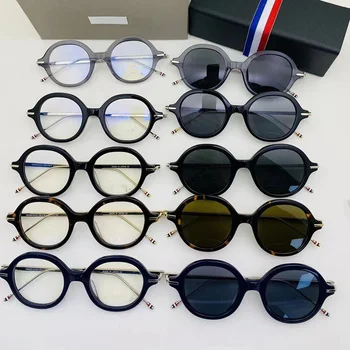 2022 Yeni Yüksek Kaliteli Marka Tasarımcısı Asetat Retro Yuvarlak Gözlük Optik Reçete Gözlük Çerçevesi Erkekler Gafas Kadın Gözlük 0