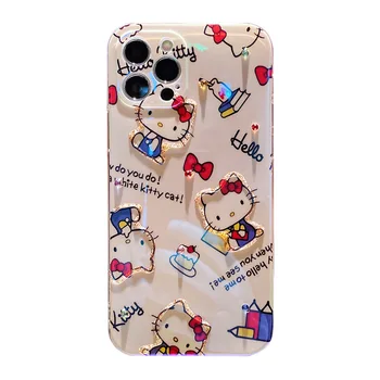 Hello Kitty Kawaii Anime Telefon Kılıfı için İphone 11 12 Pro Max Mini 13 Pro Max 6 6S 7 8 Artı X Xs Max Xr Se Sevimli Tpu Fon Kapağı