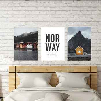 Norveç ev baskı, İskandinav dekoratif sanat duvarlar, İskandinav manzara baskılar, Norveç ev posterler