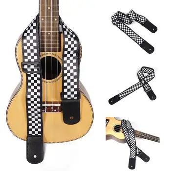 Ayarlanabilir Elektro Gitar Askısı Siyah Beyaz Ekose Akustik Gitar Askısı Kemerler Ukulele Bas Sapanlar Gitar Aksesuarları 5