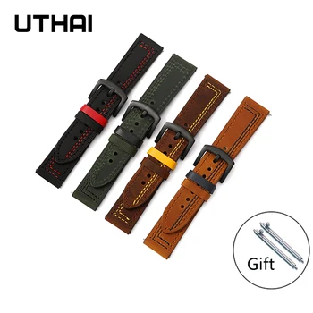 UTHAI Z37 watchband Deri kayış 22mm saat kayışı kayışı için Huawei /Samsung Dişli S3 /galaxy izle 46MM